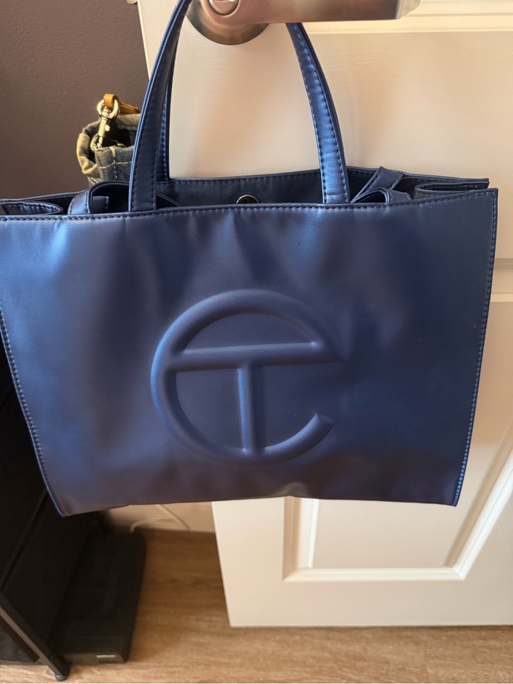 Telfar Navy Embossed Logo Tote